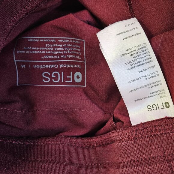 Figs Burgundy Jogger Scrub Pants With Drawstring Waist and pockets - Picture 9 of 10